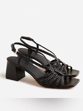 J. Crew Layne Braided Block-Heel Sandals - Black 9M EUC